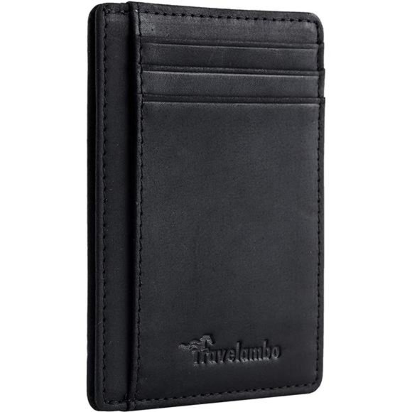 Mens Front Pocket Minimalist Leather Slim Wallet RFID Blocking Medium Size - Picture 2 of 4